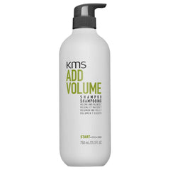 KMS Add Volume shampoo bottle, white with black pump, 750 ml