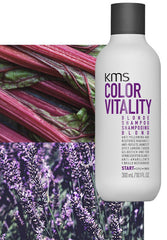 KMS Color Vitality Blonde shampoo bottle, 300 ml, white with black cap