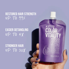 Hair gloss treatment bottle in purple with white screw cap and printed label