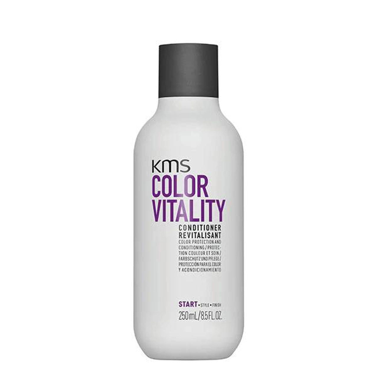 KMS Colour Vitality Conditioner bottle, 250 mL, black cap and white label