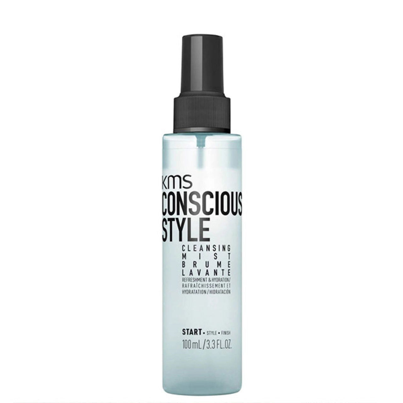 KMS Conscious Style cleansing mist bottle with black pump cap, 100 ml