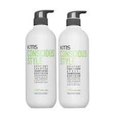 KMS Conscious Style Duo bottles: everyday conditioner and shampoo with black pumps