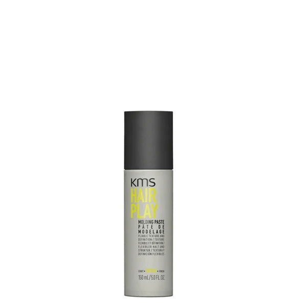 KMS Hair Play molding paste bottle, 150 ml, with black cap and yellow label