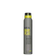 KMS Hair Play playable texture spray bottle with dark gray body and lime-green cap