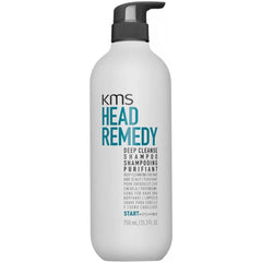 KMS Head Remedy deep cleanse shampoo bottle, white with black pump, 750 ml