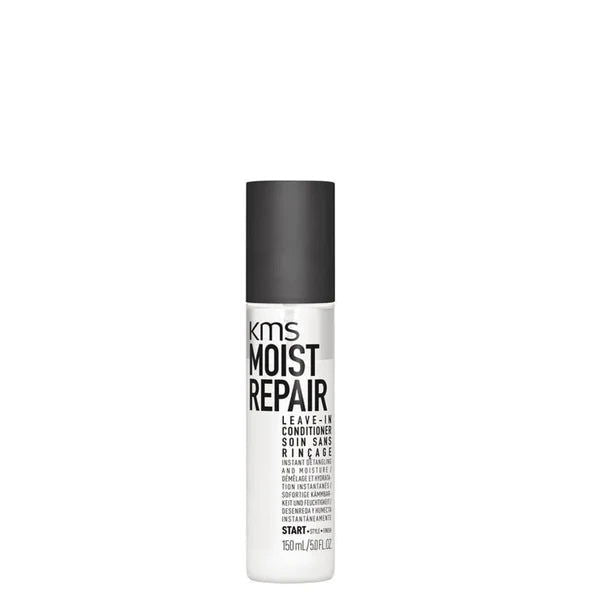 KMS Moist Repair leave-in conditioner bottle, black cap and white label, 150 ml