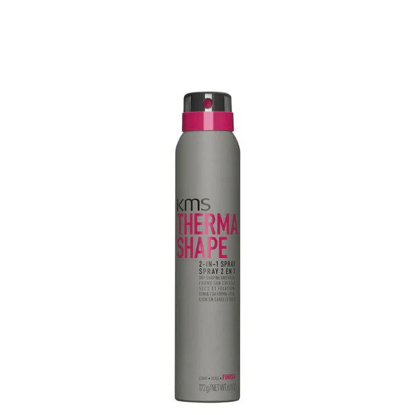 KMS ThermaShape 2-in-1 spray bottle, gray with pink cap and label