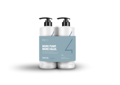 KOBO curl shampoo and conditioner duo, two white pump bottles