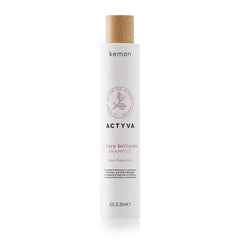 Kemon Actyva color brilliance shampoo bottle, 250 ml, white bottle with cap.