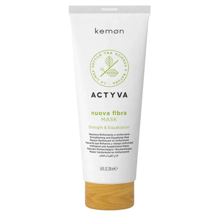 Kemon Actyva NUOVA FIBRA hair mask tube, white squeeze container