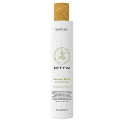 Kemon Actyva Nuova Fibra shampoo bottle, 250 ml, white with beige cap