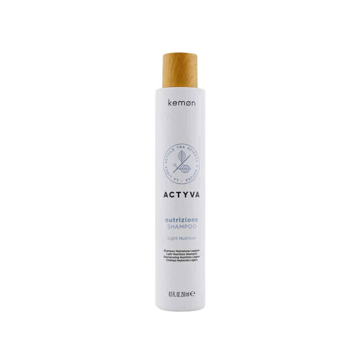 Kemon Actyva NUTRIZIONE shampoo bottle with wooden cap, 250 ml
