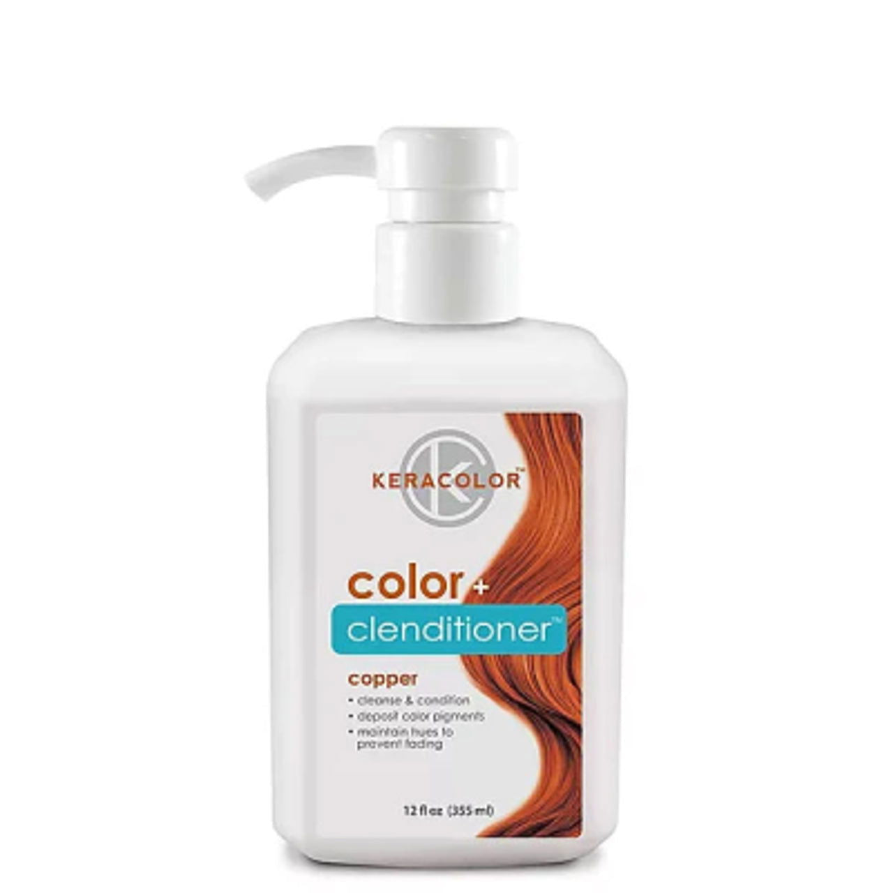 Keracolor Color+ Clenditioner bottle with pump, copper hair conditioning 355 ml