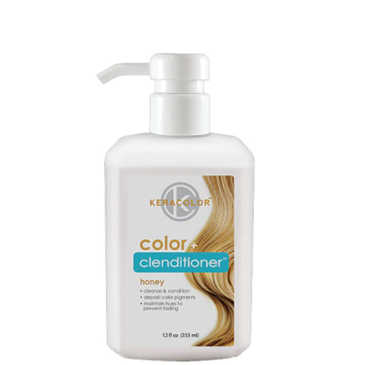 Keracolor Color+ Clenditioner honey conditioner bottle, 355 ml pump dispenser