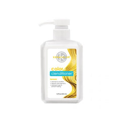 Hair color conditioner bottle, yellow lemon label, pump top, 355 ml