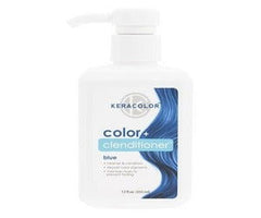 Keracolor color+ clenditioner bottle, blue label, pump top, 355 ml