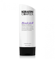 Keratin Complex Blondeshell conditioner bottle, white with black base and cap