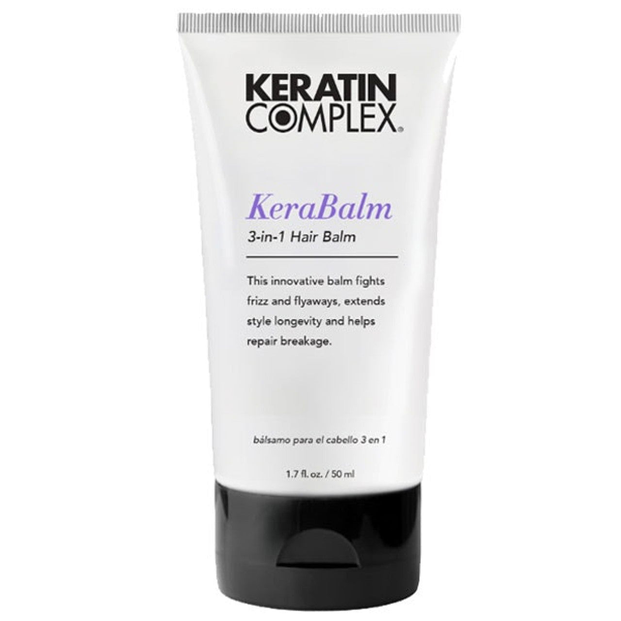 Keratin Complex KeraBalm 3-in-1 hair balm tube, white with black cap