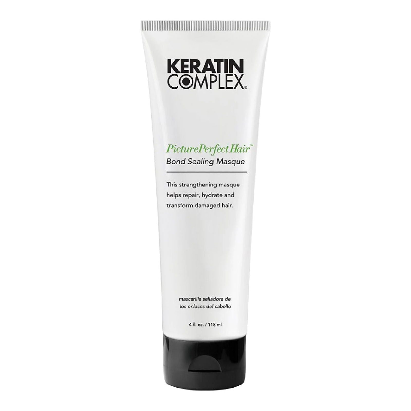 Keratin Complex Picture Perfect hair bond sealing masque tube, white with black cap
