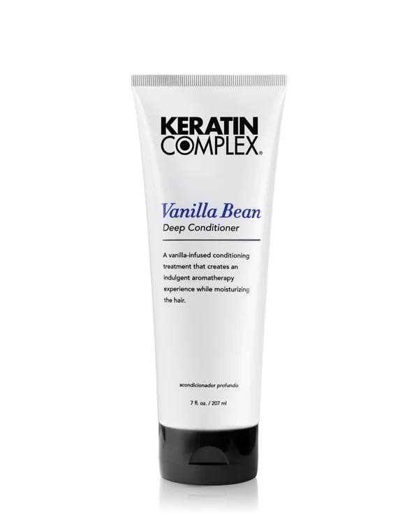Keratin Complex Vanilla Bean conditioner tube, 7 fl oz/207 ml, white tube with black cap