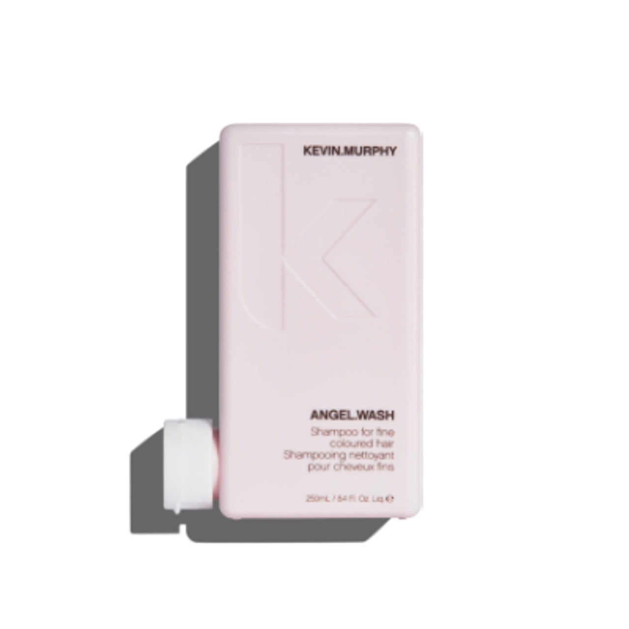 Kevin Murphy Angel Wash shampoo bottle, light pink rectangular with label