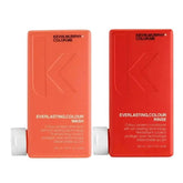 Hair color wash and rinse bundle, two orange bottles with white caps