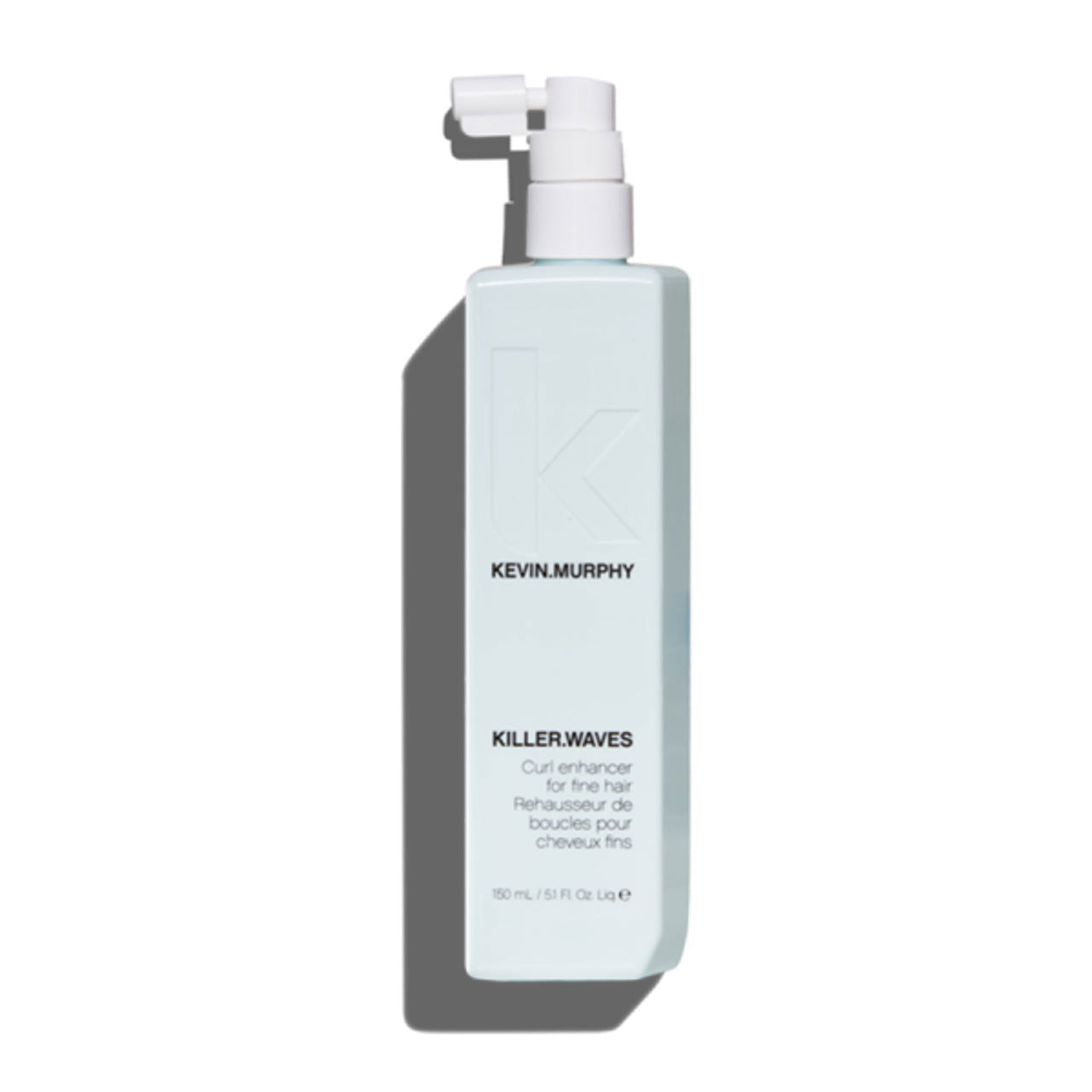 Kevin Murphy Killer Waves hair care bottle with pump, light blue/white label