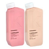 Hair wash and rinse bottles bundle, pink and peach with screw caps