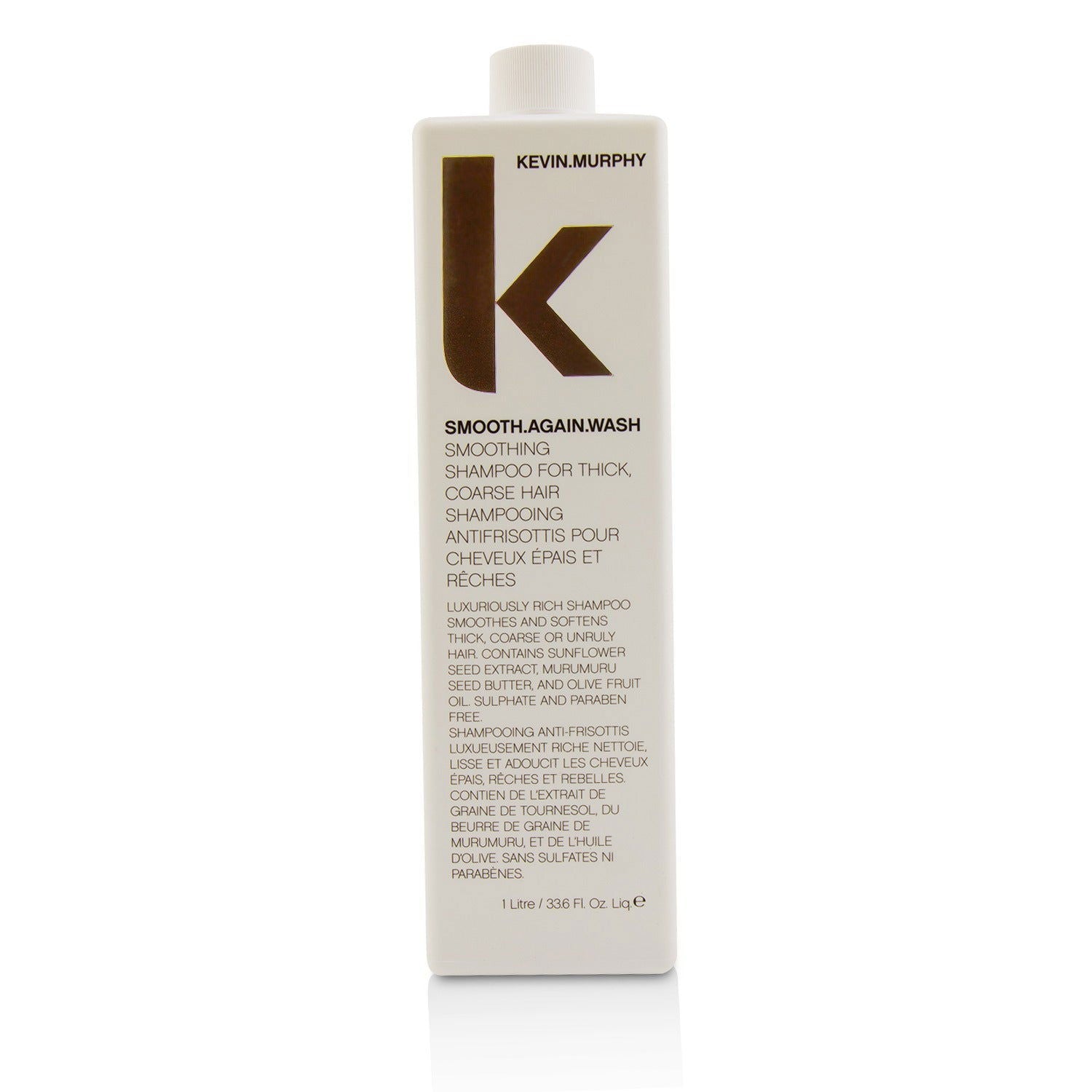 Kevin Murphy Smooth Again wash shampoo bottle, white with brown label text