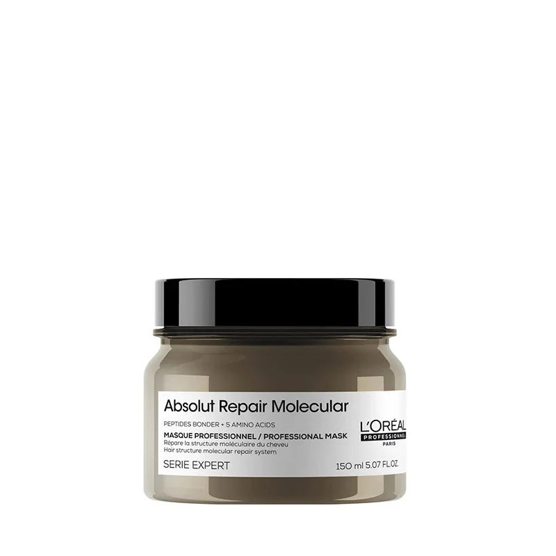 Hair repair rinse-off mask jar, beige and black lid, 150 ml