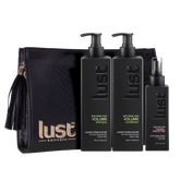 Lust haircare trio pack: volume shampoo, conditioner, thermal protect with pouch