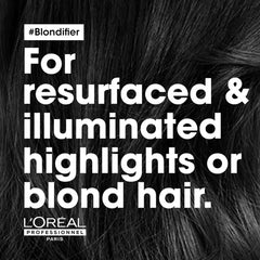 Blondifier Gloss shampoo highlights shown on dark hair close-up