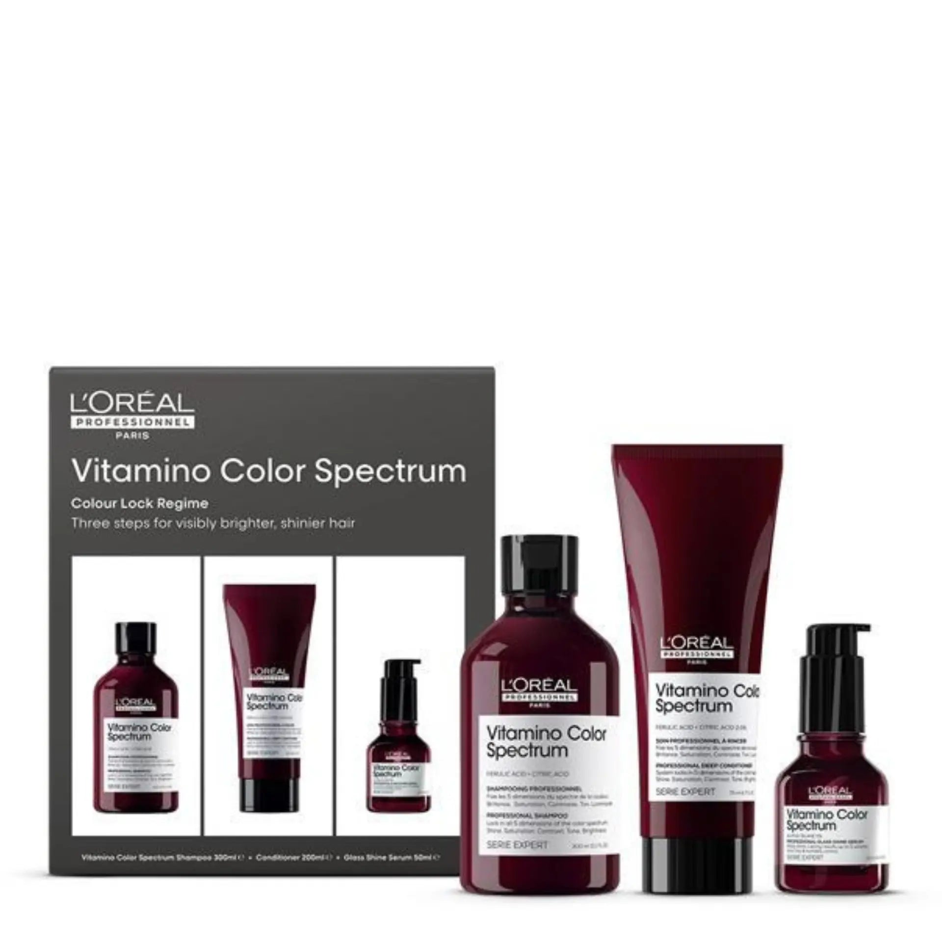L'Oreal Vitamino Color Spectrum trio pack set: bottles and tubes