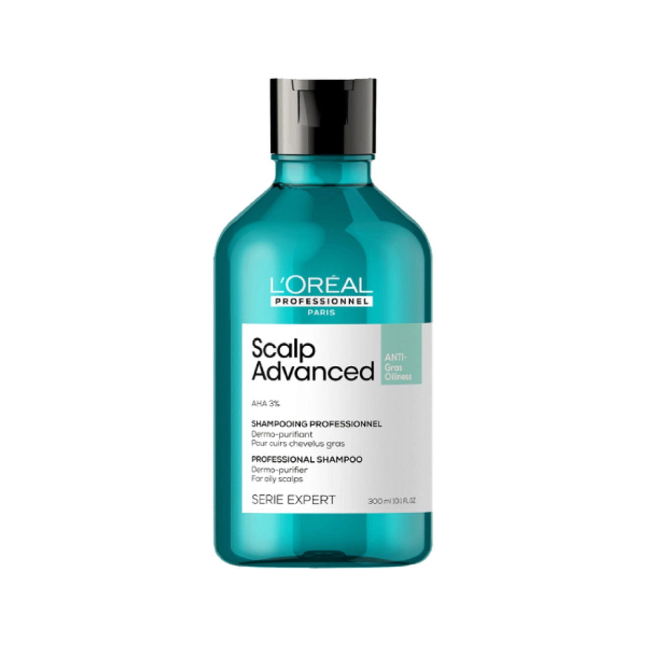 L'Oreal Professionnel Scalp Advanced shampoo bottle, teal, 300 ml
