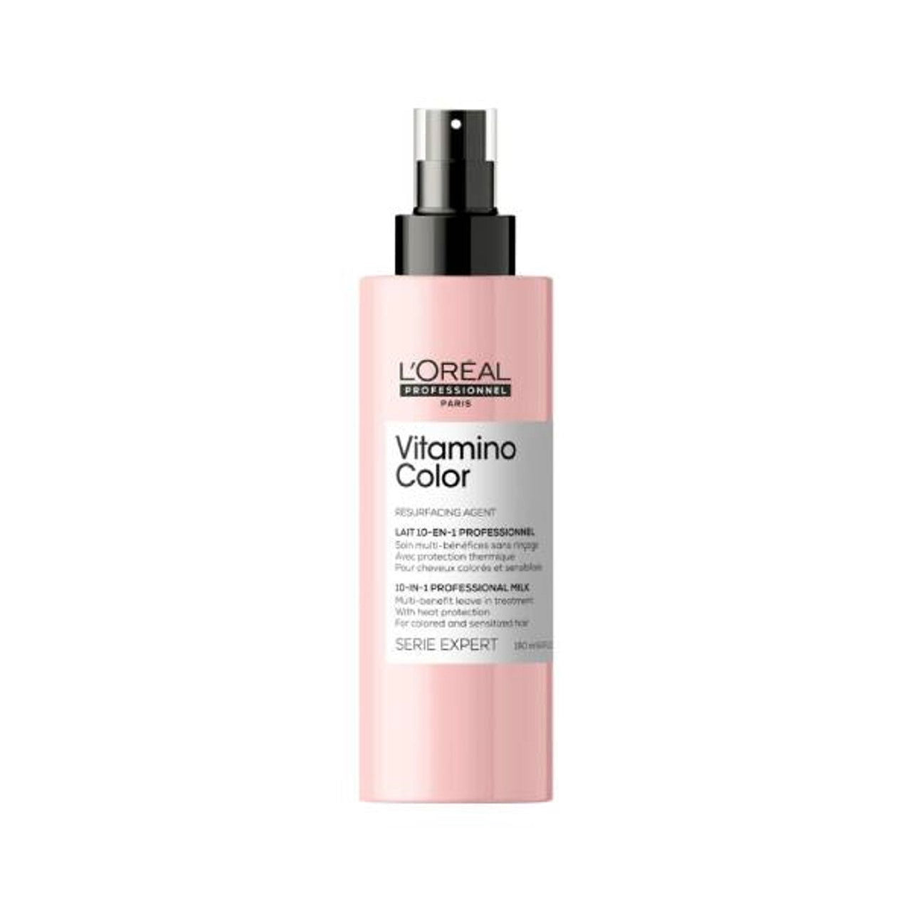 L'Oreal Vitamino Color 10-in-1 spray bottle, pink label, black pump