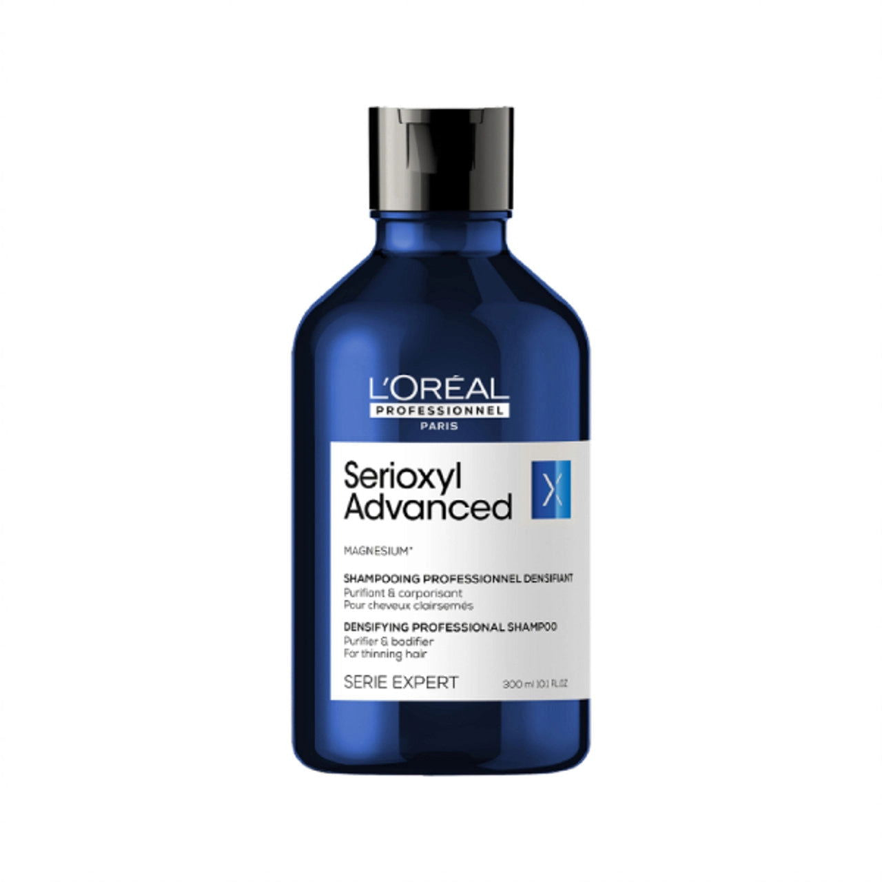 L'Oreal Professionnel Serioxyl Advanced purifier shampoo bottle, 300 ml, blue label