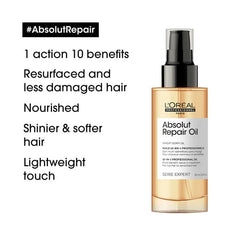 L'Oreal Professionnel Absolut Repair Oil bottle, 90ml, front view with black pump