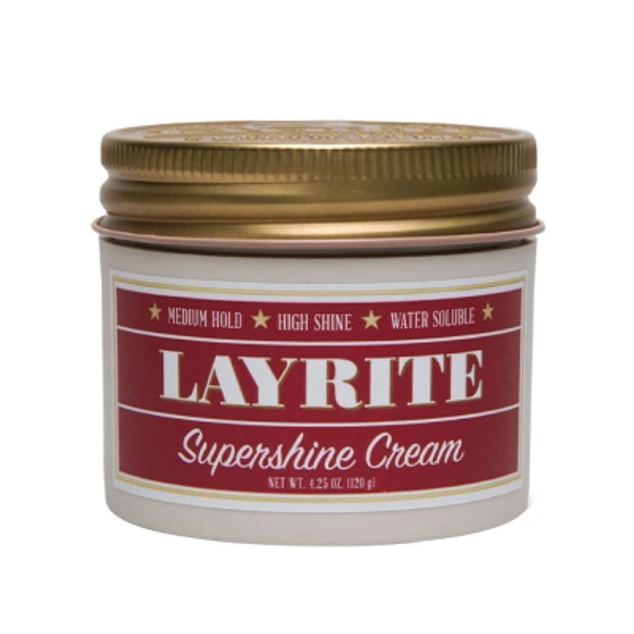 Layrite Supershine Cream 120g hair styling cream jar with brown ribbed lid
