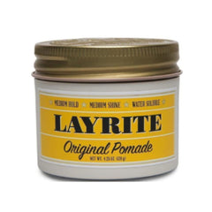 Layrite Original Pomade hair pomade jar with gold and white label, 120 g