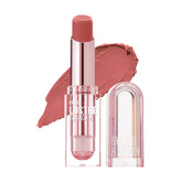 Swiss Beauty Pure Lustre lipstick in nude pink, with clear tube and applied swatch