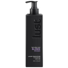 Lust Blonde shampoo bottle with black pump, 325 ml, dark label