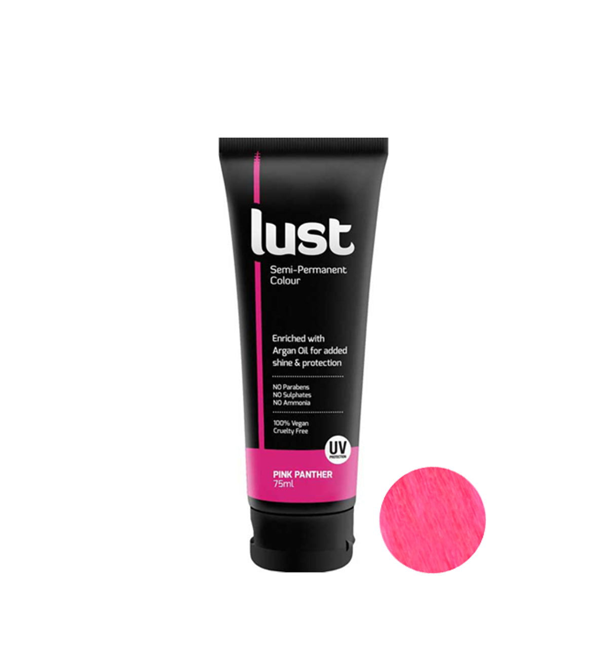 Semi-permanent hair colour tube, 75 ml pink shade with swatch