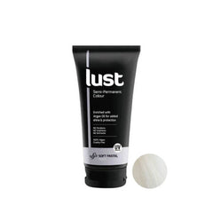 Lust semi-permanent hair color tube with soft pastel color swatch