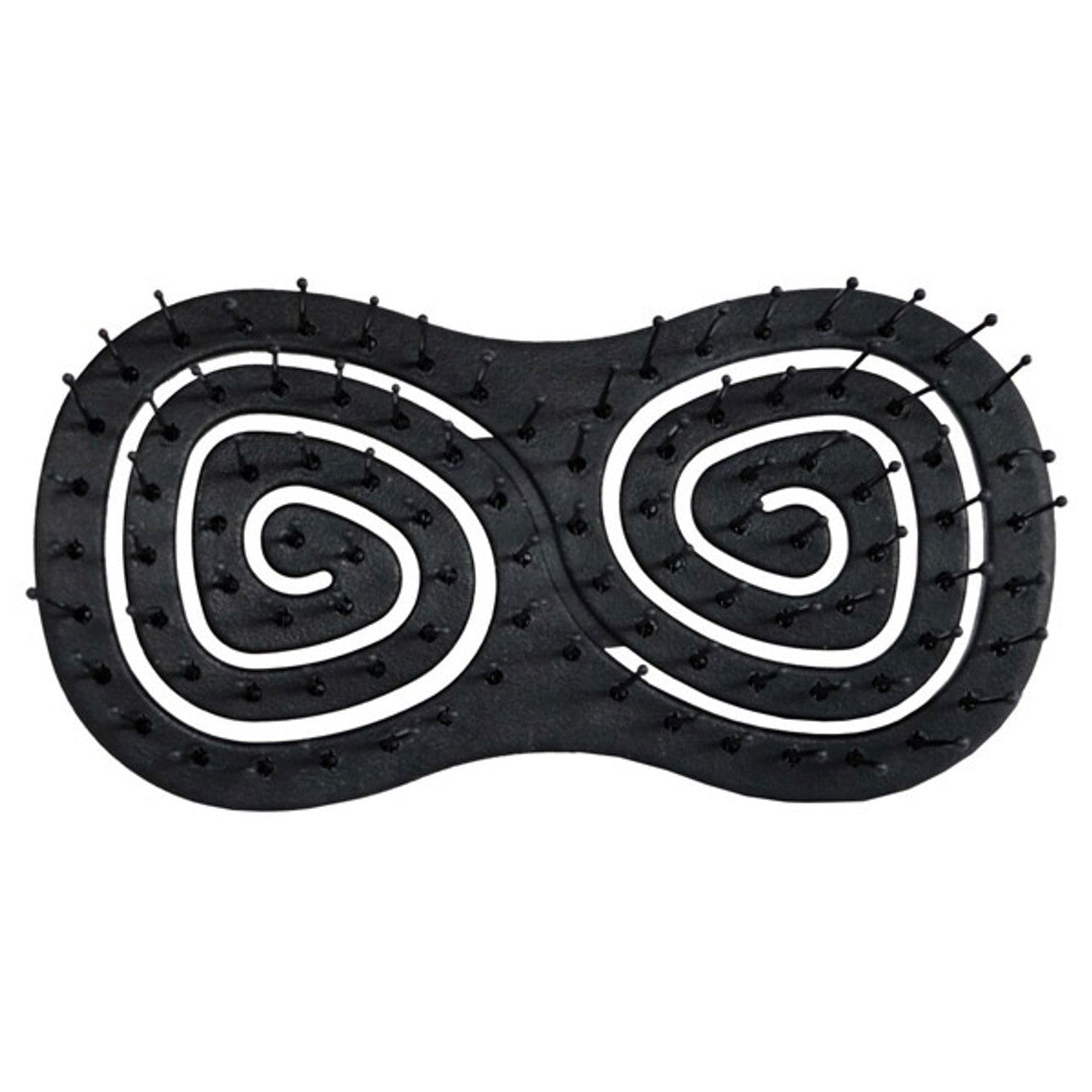 Black detangling hair brush with oval cushion and flexible bristles