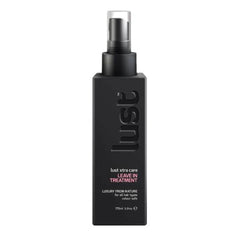 Black leave-in hair treatment bottle (175 ml) with spray pump