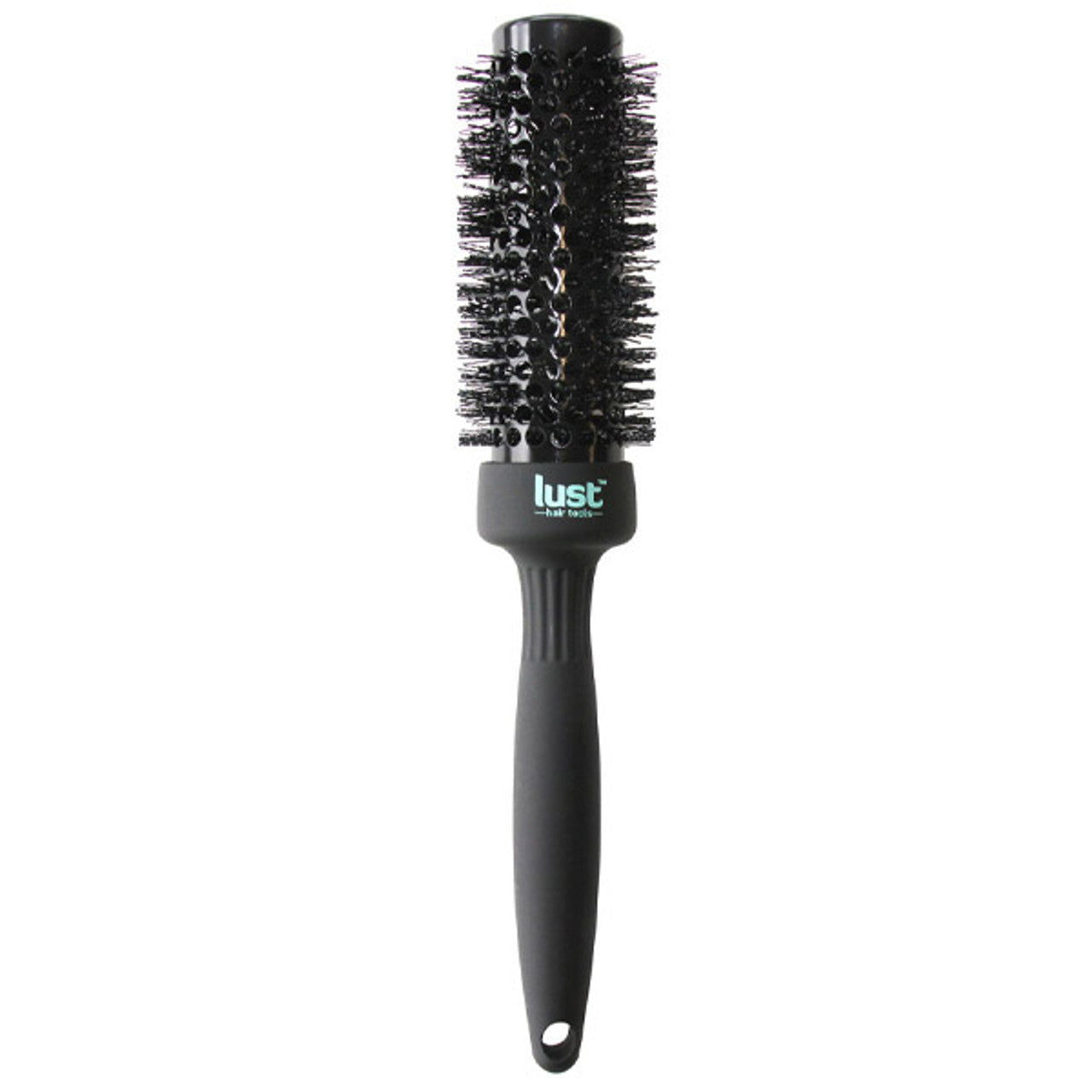 Lust ceramic hair brush with black bristles and dark handle, 25mm barrel