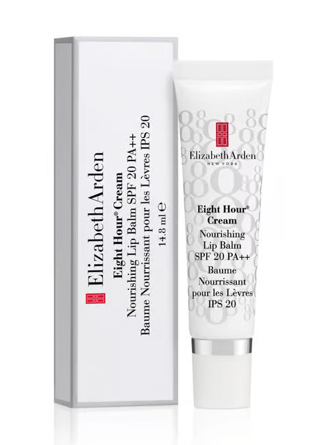 Elizabeth Arden Eight Hour Nourishing Lip Balm SPF20 tube and box, beige tint