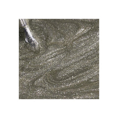 Shimmer glitter nail polish swatch, fine silver-gray sparkle