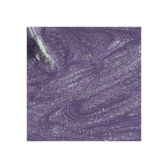 Purple glitter nail polish swatch with sparkly, high-shine texture