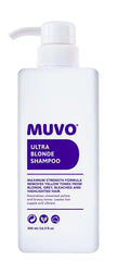 Muvo Ultra Blonde Shampoo bottle, white pump dispenser, 500 ml